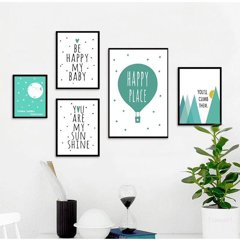 Абстрактная светильник-голубая детская Настенная картина КИТ на холсте