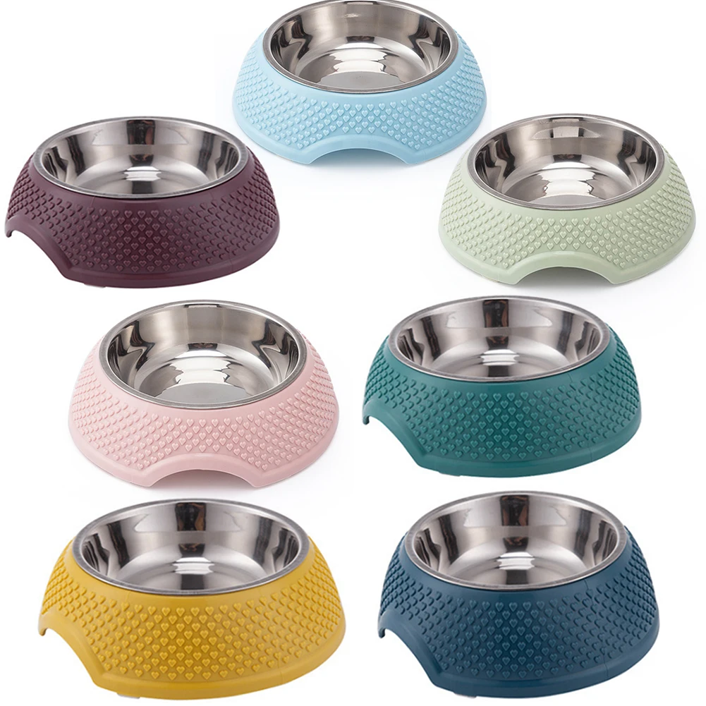 Plaid Convenient Stainless Steel Bowl Dog Plate Water Dog Food Bowl Pet Puppy Cat Bowl Feeder Dog Water Bowl Drinker