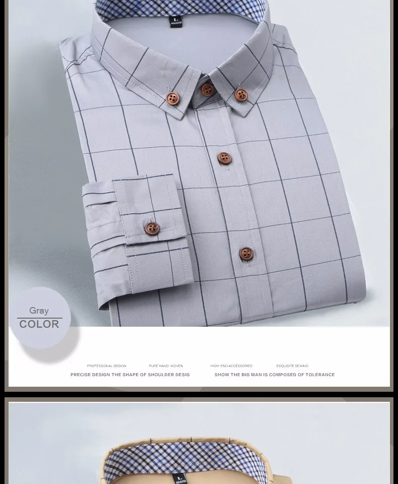 Новая коллекция модных осенних свитеров Для мужчин одежда Slim Fit Для мужчин рубашка с длинными рукавами Для мужчин клетчатая хлопковая Повседневное Для мужчин рубашка социальных размера плюс M-5XL