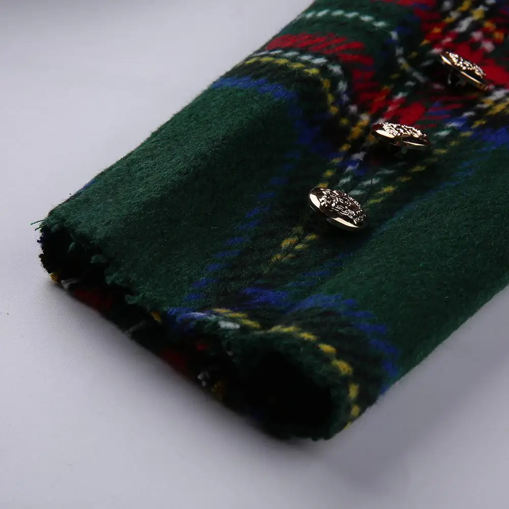 

2019 Coat Women Wool Fashion Autumn Winter Plaid Lapel Long Sleeve Button Plus Size Coat Cashmere Woolen Coat Winter