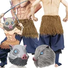 Костюм для косплея Kimetsu No Yaiba Hashibira Inosuke из аниме рассекающий демонов, одежда для косплея, штаны, костюм на Хэллоуин, маска на голову свиньи для мужчин и взрослых