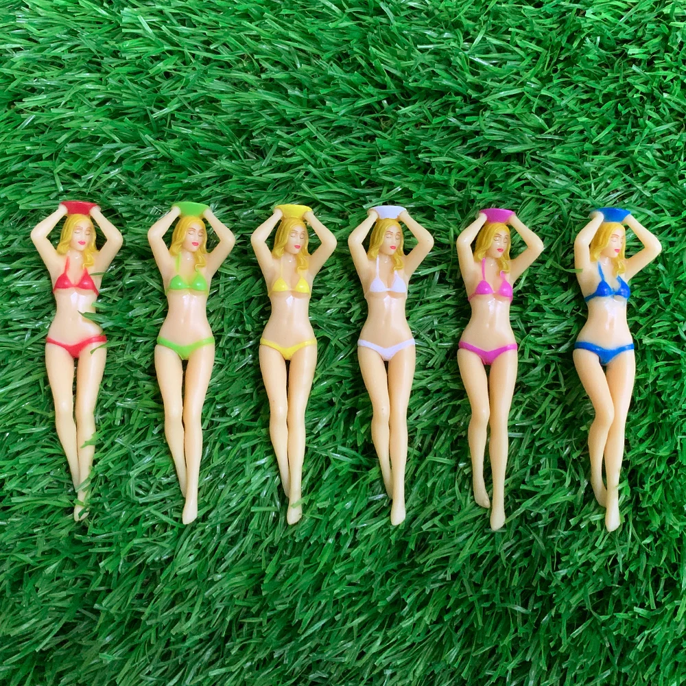 6Pcs Novelty Sexy Bikini Golf Tees Plastic Holder Accessories