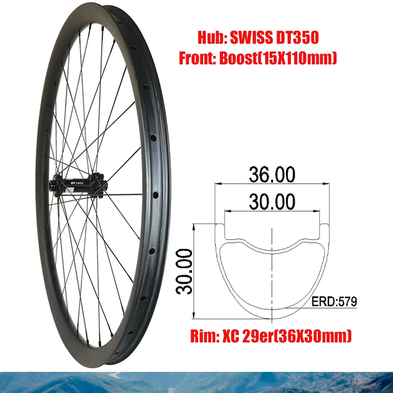 

Углеродное колесо 29er MTB XC 36x30 мм, фронтальное колесо с 28 отверстиями, Ширина 36, глубина 30, швейцарский DT350 Boost 15x110 мм, 6 болтов, ступица, столб Wing20...