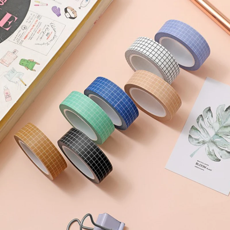 

Grid Washi Tape Paper DIY Planner Adhesive Tapes Stickers Japanese Style Stationery Tapes 5Rolls Diary Border Decoration MOWA889