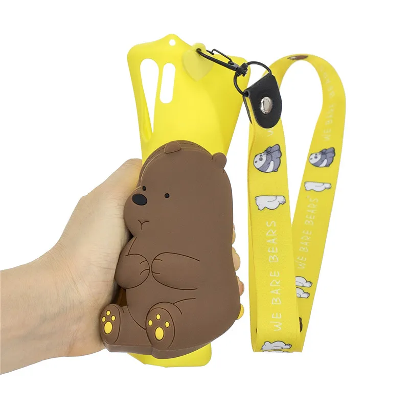 yellew bear С принтом медвежонка панды Дамбо шеи Плетеный бумажник кошелек для мелочи для samsung Galaxy J4 J6P S8 S9 S10Plus Note8 9 Note10 плюс A50 A9 A7 чехол - Цвет: yellew bear