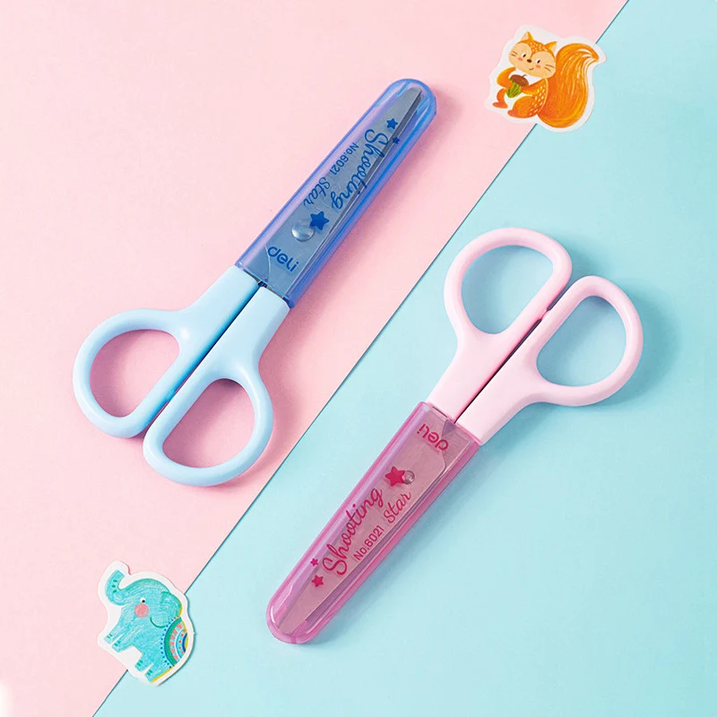 

Kawaii Deli 6021 Student Scissors for Children Handmade Art DIY Cartoon Paper Cutting Knife Tools School Stationery Supplies