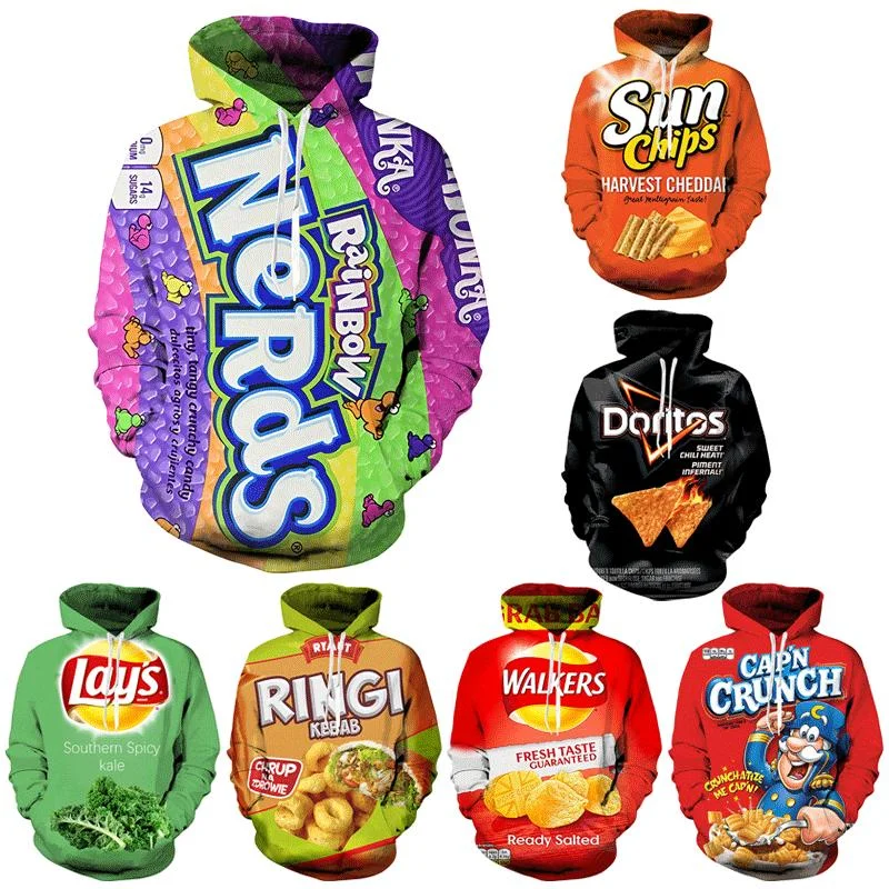 

2021 Boys and Girls Winter 3D Printing Food Hoodie Casual Hip Hop Hoodie Unisex Pullover