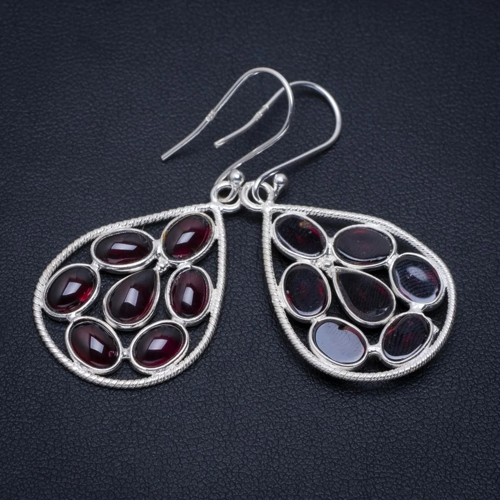

Natural Amethyst Handmade Unique 925 Sterling Silver Earrings 1.75" A2680