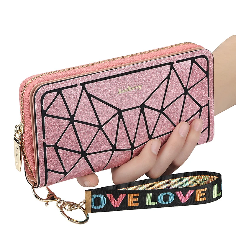 

Baellerry Wristband Bright Leather Wallet For Women Large Capacity Long Clutch Purse With Zipper Phone Pocket Ladies Card Holder
