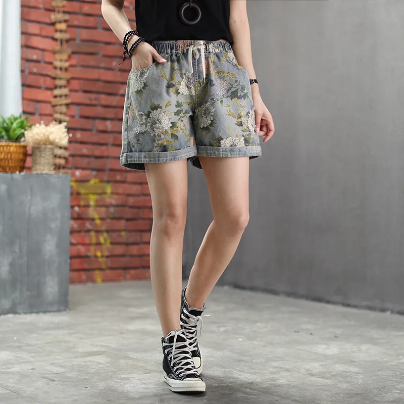 Шорты женские джинсовые рваные с завышенной талией повседневные хлопковые