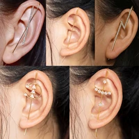 new ear needle wrap crawler hook earrings for women surround auricle diagonal stud copper inlaid zircon piercing clip earrings