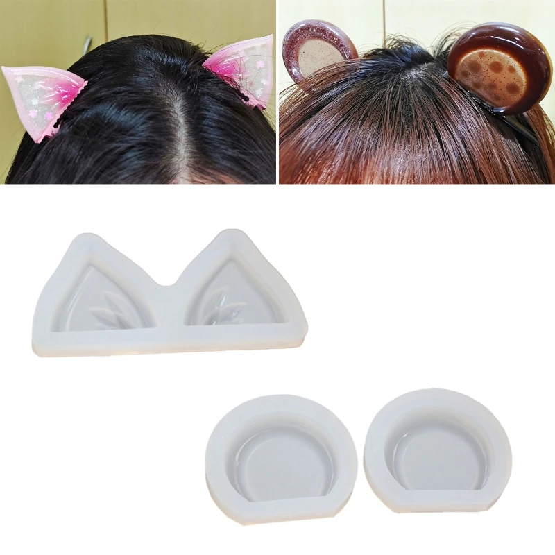 

2-piece Set Cat Ears and Bear Ears Cute Mold for DIY Hairpin Jewelry Making Personalized Frame Mold Crafts Home Decor Gift