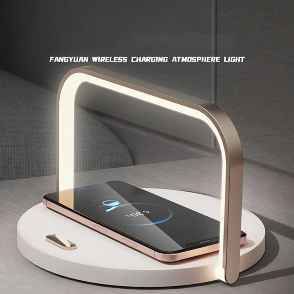 

Wireless Charging Atmosphere Lamp 15w Wireless Charging Mobile Phone Bracket Atmosphere Lamp Bedroom Desktop Bedside Le D Light