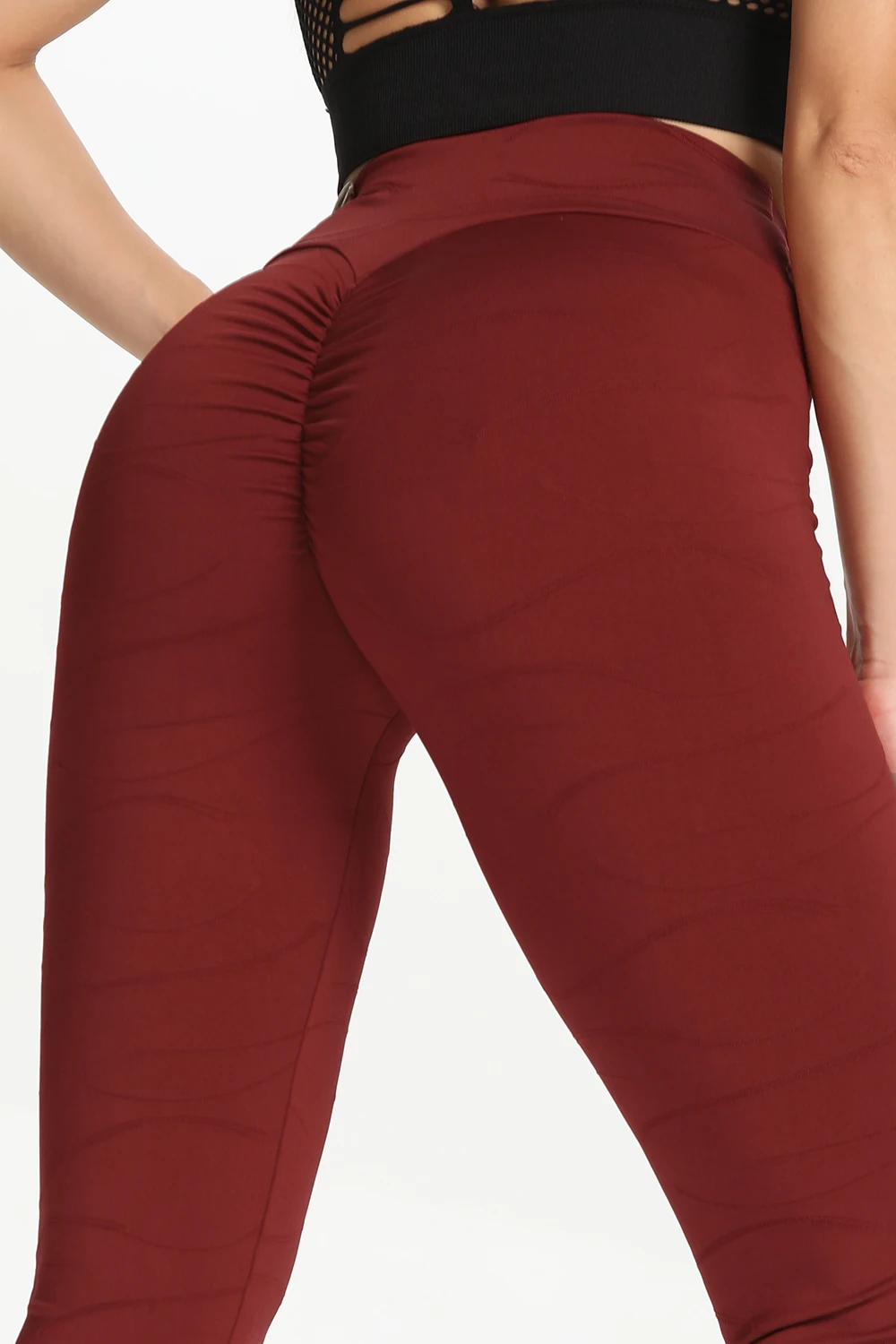 

CUPNICE Europe and the United States sales of high waist hip fitness ripple jacquard yoga pants