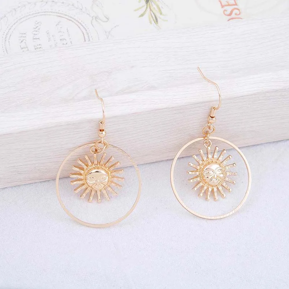 Серьги-капли ручной работы золотого солнца Apollo Helios для женщин женские