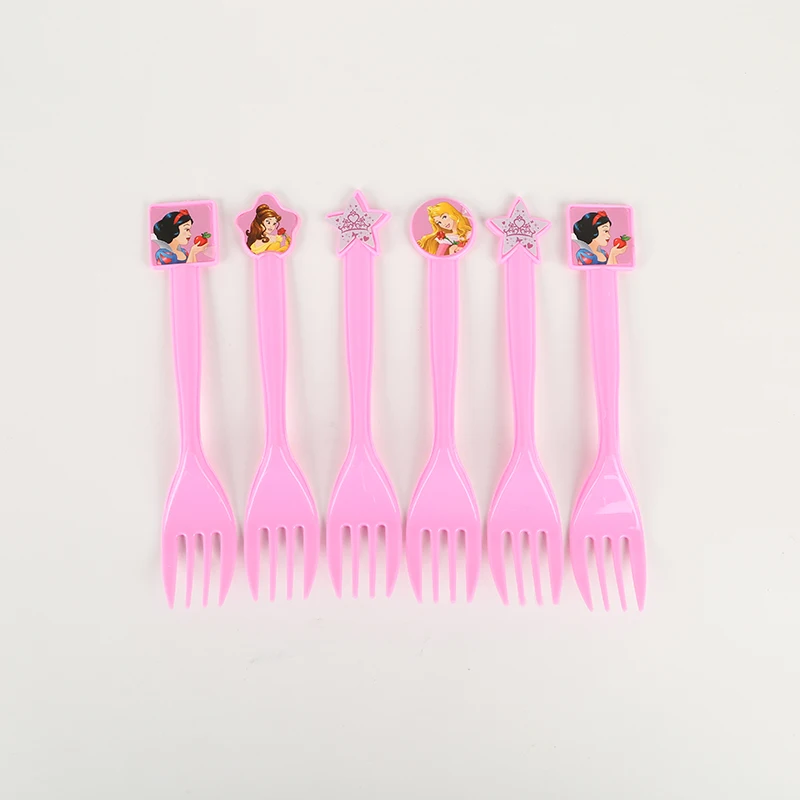6pcs Fork Вечерние скатерти в стиле Принцессы Диснея, 1 шт., украшения для вечеринок на день рождения, украшения для вечеринок на день рождения - Цвет: 6pcs Fork