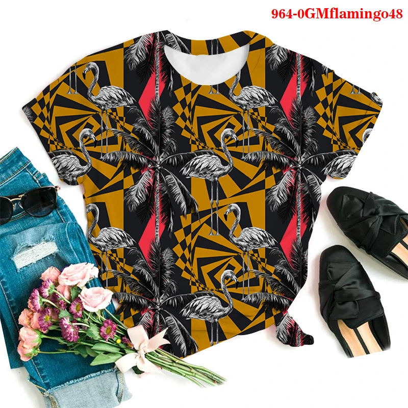 

flamingo New 3D t shirt Woman Men graphic tees tshirt Print Summer Tops Casual Tees Short Sleeve Streetwear Gothic casual