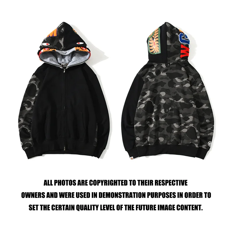 

tiger BAPE head double hat camouflage stitching sweater M~3XL