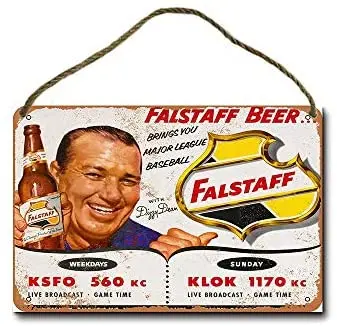 

Metal Sign 8 x 12 inch Dizzy Dean for Falstaff Beer Wall Decor Hanging Sign