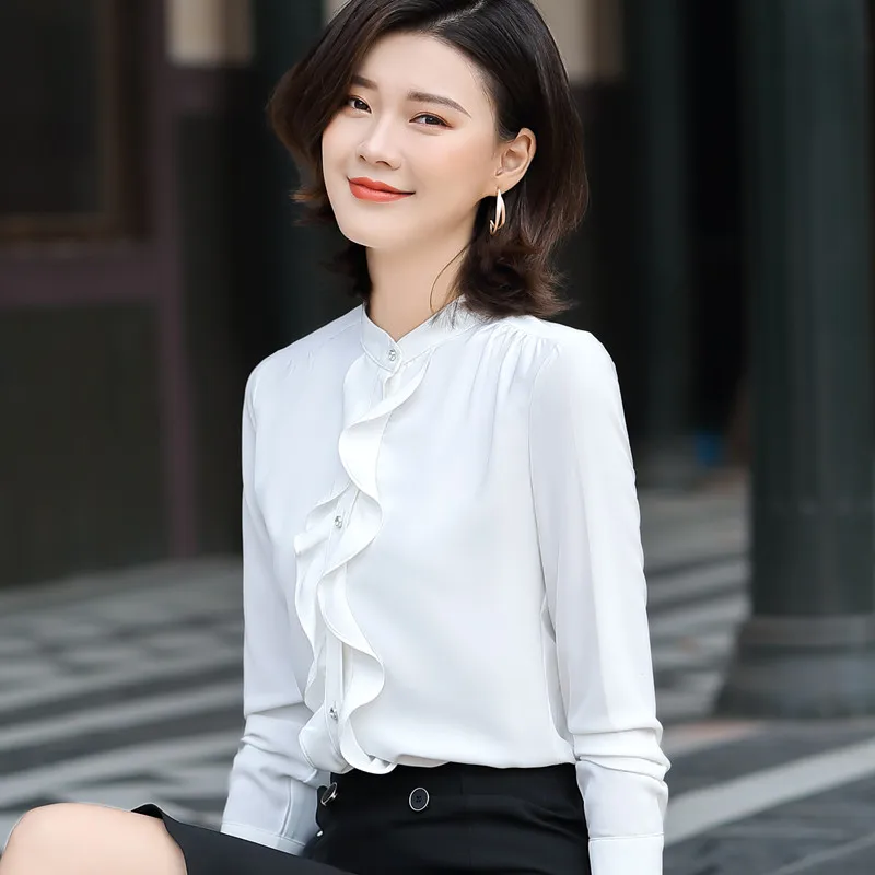 

Elegant shirt women 2020 Spring fashion temperamen ruffles long sleeve slim blouses office ladies formal work tops