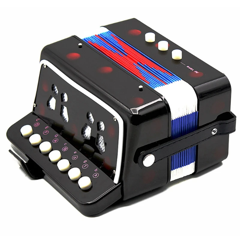 Mini Small Keyboard Accordion Rhythm Educational Musical Instrument Band with Harmonica(Ran Color) | Спорт и развлечения