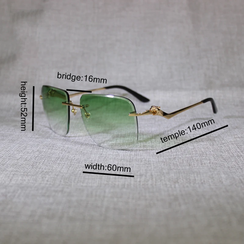 

Leopard Style Rimless Sunglasses Men Oversize Square Eyeglasses Frame for Women Outdoor Big Shades Oculos Gafas