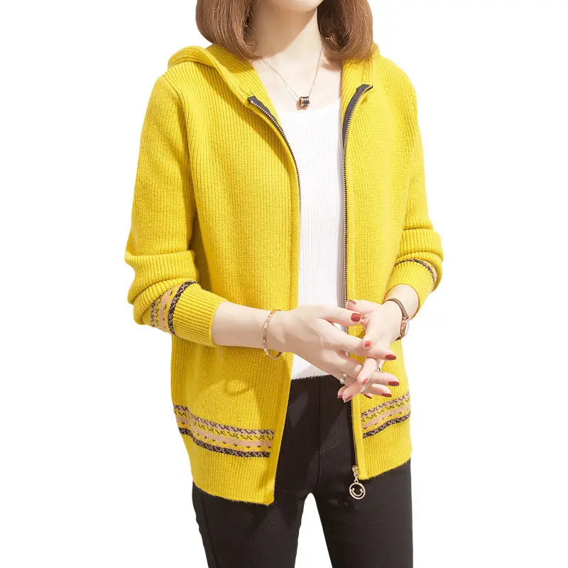 

New spring short hooded zipper sweater cardigan for women in spring and Autumn