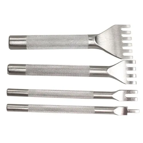 

4pcs Handmade Leather Tool Hole Punches Prong Leather Craft Tools Home Sewing Punching Lacing Stitching Punch