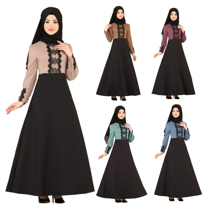 Мусульманское Новое Кружевное женское этническое длинное платье, арабское Малайское платье