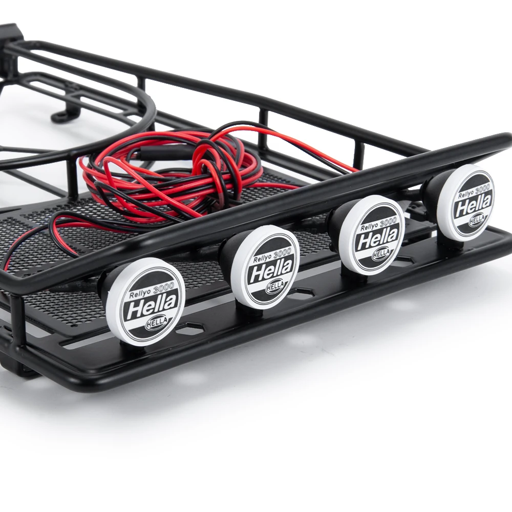 Высококачественный металлический багажник на крышу с 4 светодиодами для 1:10 RC Rock