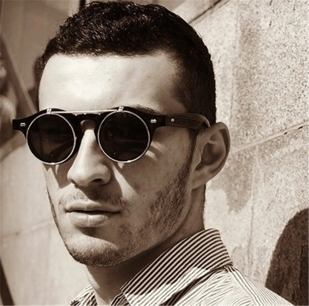 Винтажные круглые солнцезащитные очки в стиле стимпанк классические