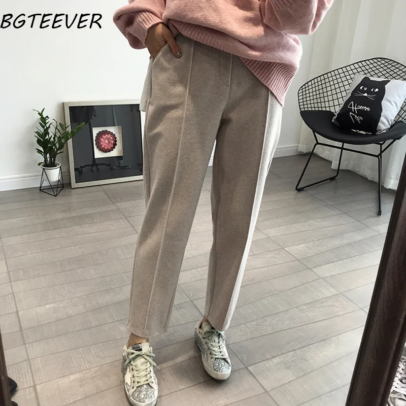Winter Thicken Women Pencil Pants Plus Size Wool Pants Female Autumn High Waist Loose Trousers Capris Good Fabric