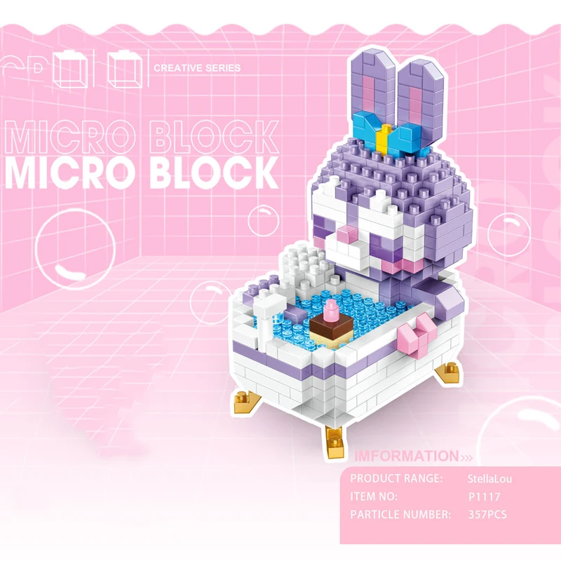 Disney nanobrick Милая мультяшная микро-ромбовидная блочная ванночка StellaLou Gelatoni Микки
