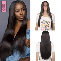 yunrong synthetic lace front wig t part long straight ombre wigs black wine red color wigs 28inches for black women
