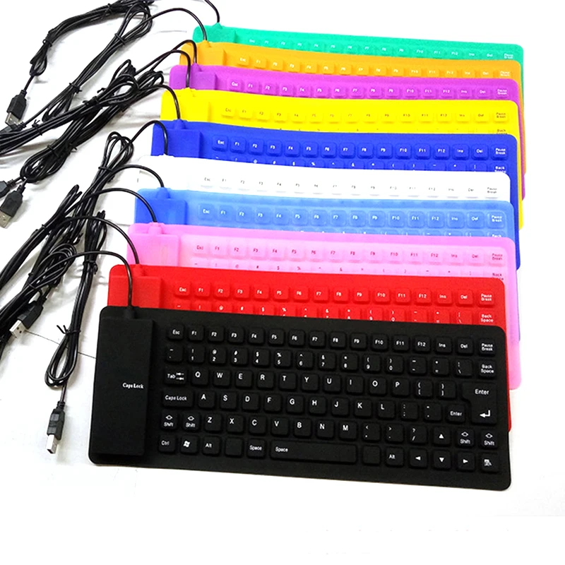 

Foldable Silicone Keyboard, Flexible Keyboard USB Wired Portable Waterproof Silicon Keyboard for PC/PC/Notebook/Laptop