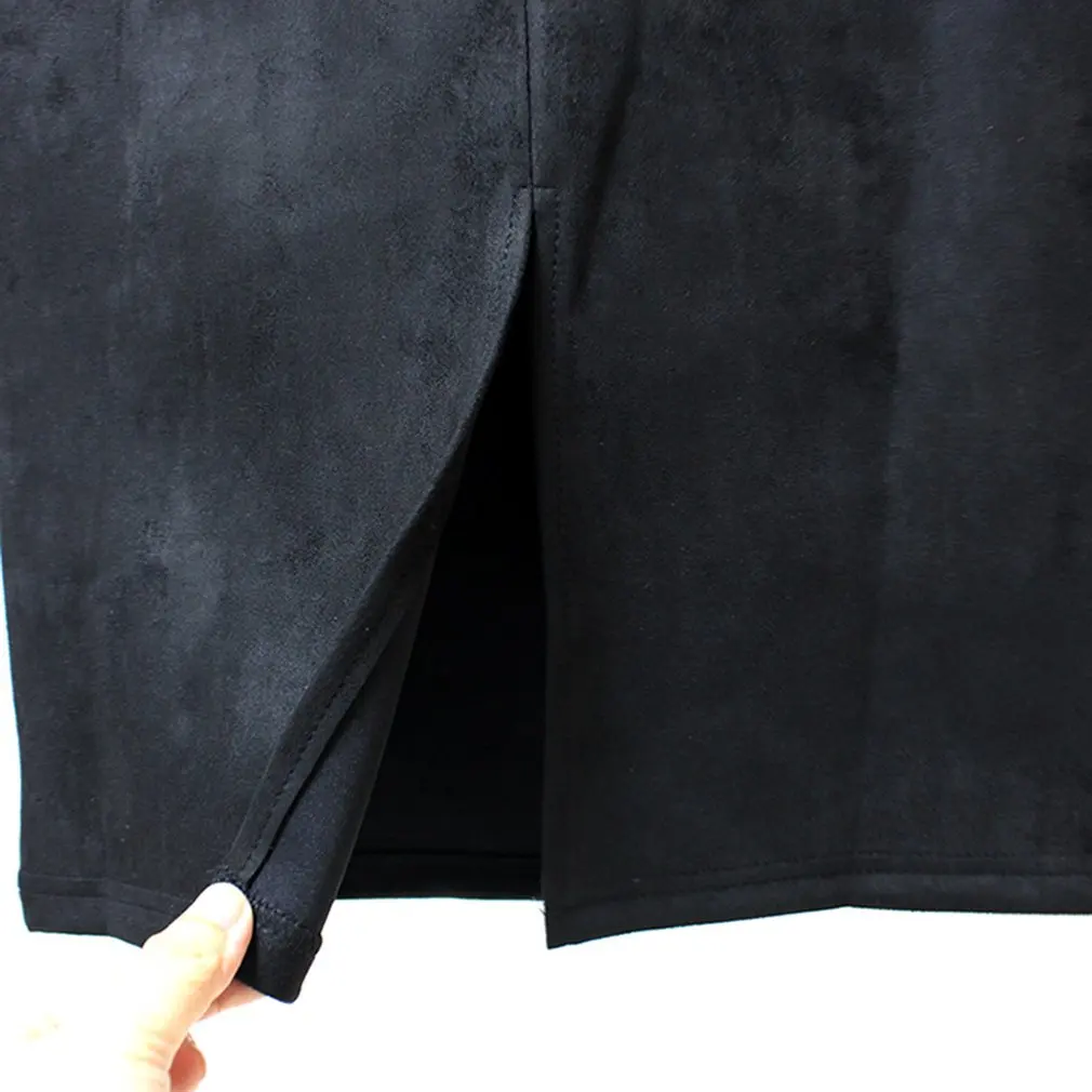 Женская замшевая юбка-карандаш серая/Розовая Повседневная стрейчевая юбка с