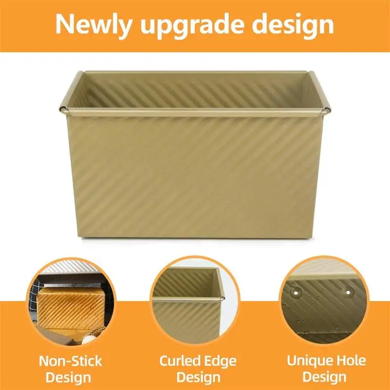 Molde Rectangular para caja de tostadas, sart&eacute;n antiadherente de acero al carbono con cubierta, molde ecol&oacute;gico para Pan, utensilios de horneado para reposter&iacute;a-2