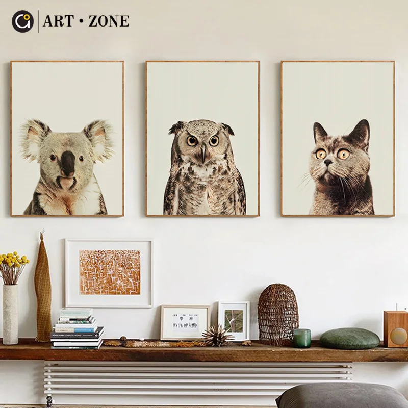 Художественная зона Современная коала кошка сова животные скандинавские