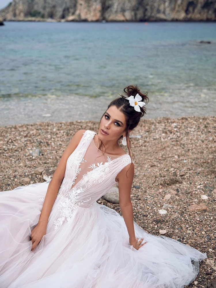 

BAZIIINGAAA Simple Wedding Dress Lace Little Beading Strapless Dress Luxury Wedding Gowns Bridal Can Be Washed Bride Dresses