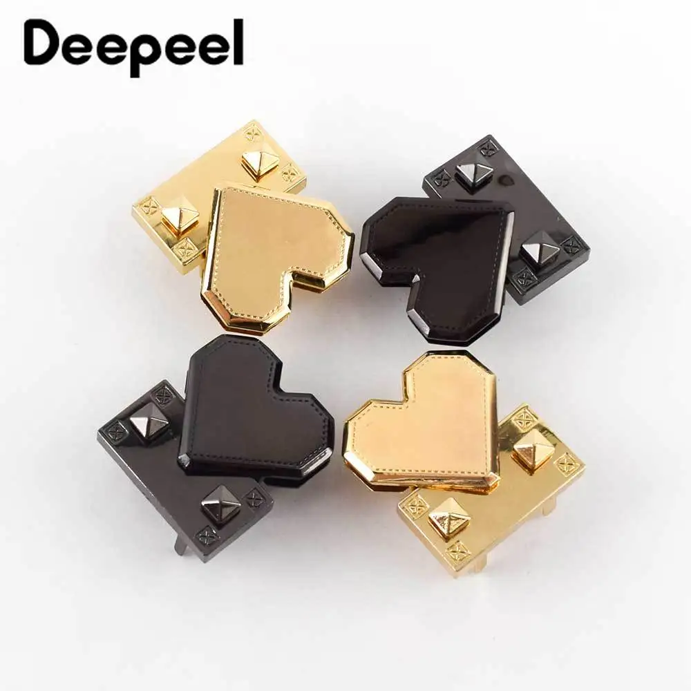 

Deepeel 2/5pcs Fashion Heart Shaped Metal Lock Clasp Female Purse Decor Plug Snap Locks Buckles DIY Bag Parts Accessories BF079