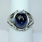 Модное мужское кольцо овальной синей искусственной кожи для мужчин, стильное ювелирное изделие для вечерние ринки, свадьбы, помолвки