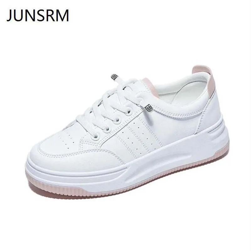 

2021 Spring Autumn Fashion Women's Vulcanize Shoes Casual Classic Solid Color PU Leather Flat heel Woman White Shoes Sneakers