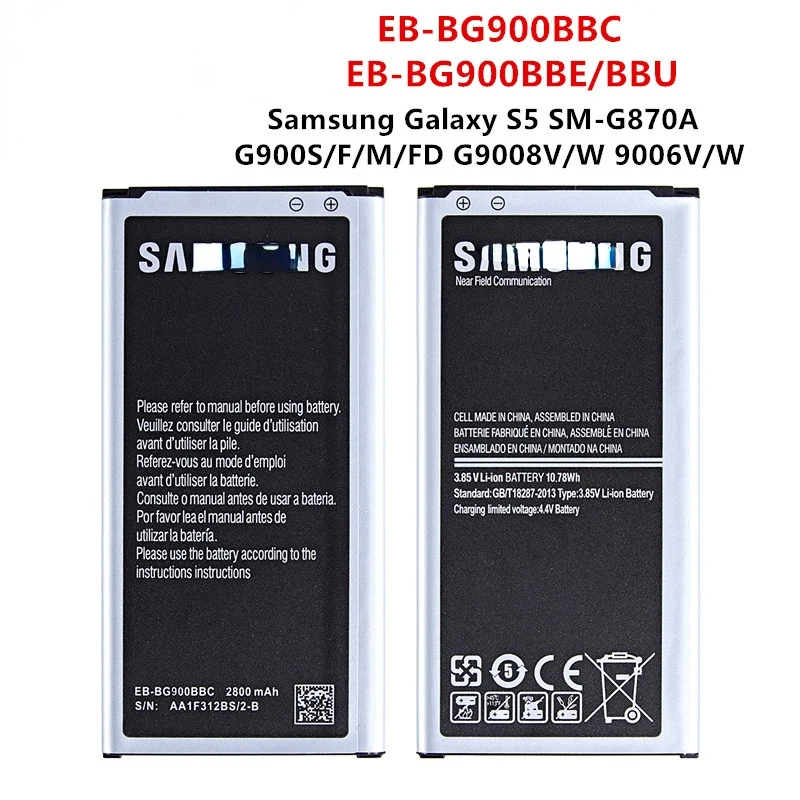 

Orginal EB-BG900BBC EB-BG900BBE/BBU 2800mAh Battery For Samsung Galaxy S5 SM-G870A G900S/F/M/FD G9008V/W 9006V/W NFC