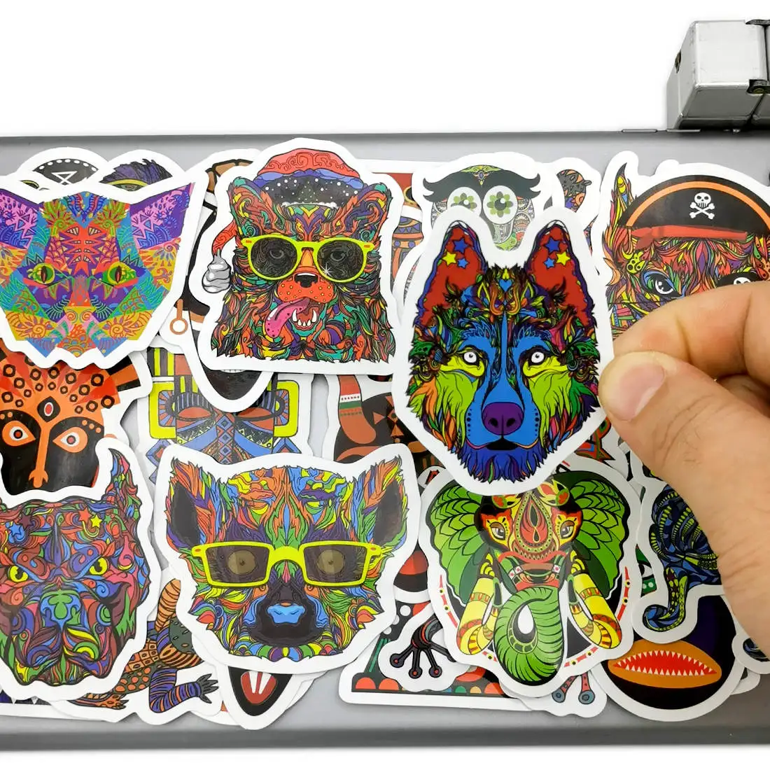 

50 шт. Красочные тотем поклонение животные искусство граффити телефон ноутбук багаж гитара скейтборд велосипед мотоцикл автомобиль водосто...
