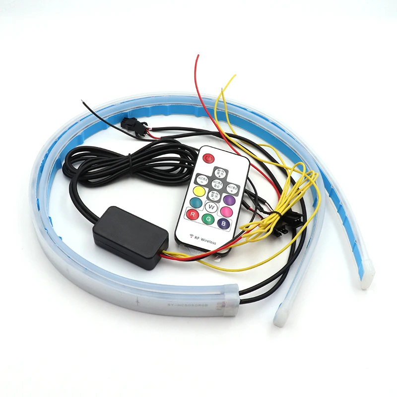 Дневные ходовые светильник ни RGB 2 шт. многоцветные светодиодные ленты DRL