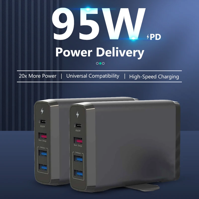 PUJIMAX 95W Gan Charger PD USB-C Quick Charge EU/US/UK Phone With Usb Cable Portable For Samsung/iPhone/Xiaomi | Мобильные телефоны