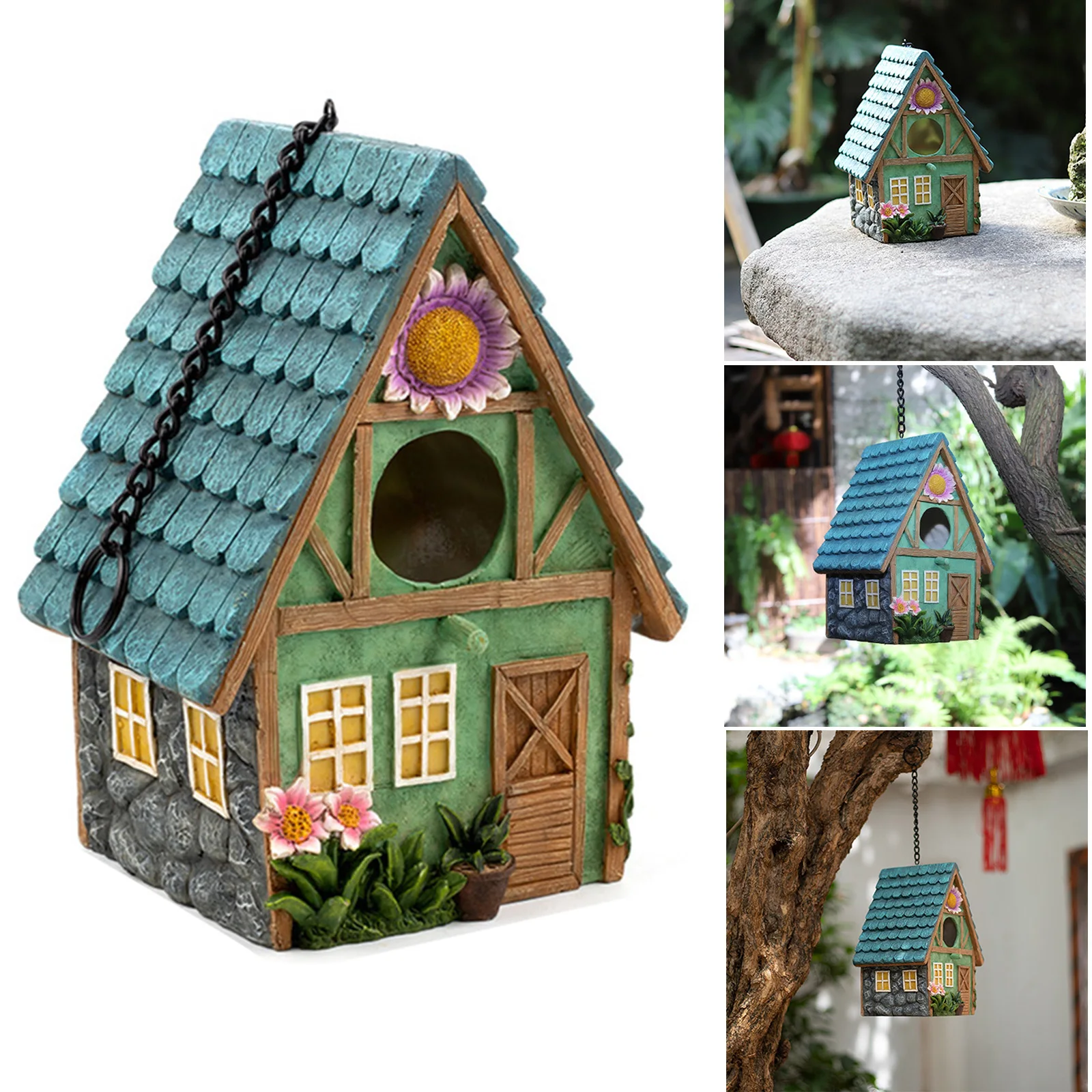 

Bird's House Tree Hanging Decoration Resin Bird's Home Ornaments Decor for Window Garden Outdoor Handmade Crafts ADW889