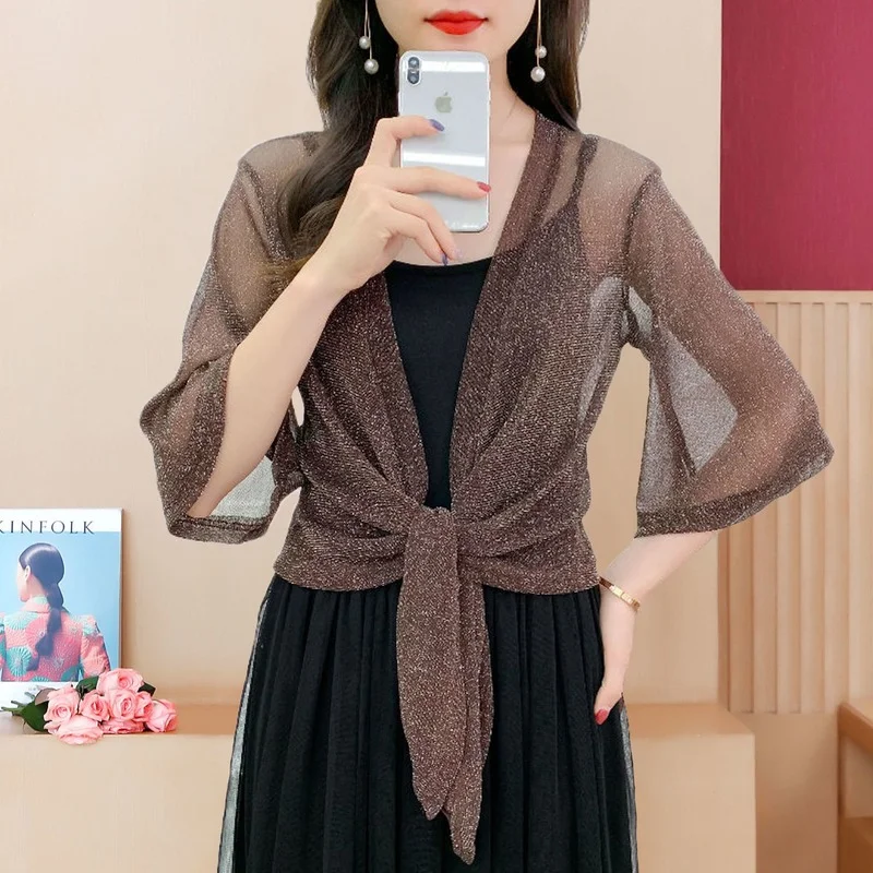 2022 одежда для защиты от солнца с рукавом три четверти яркая шелковая куртка