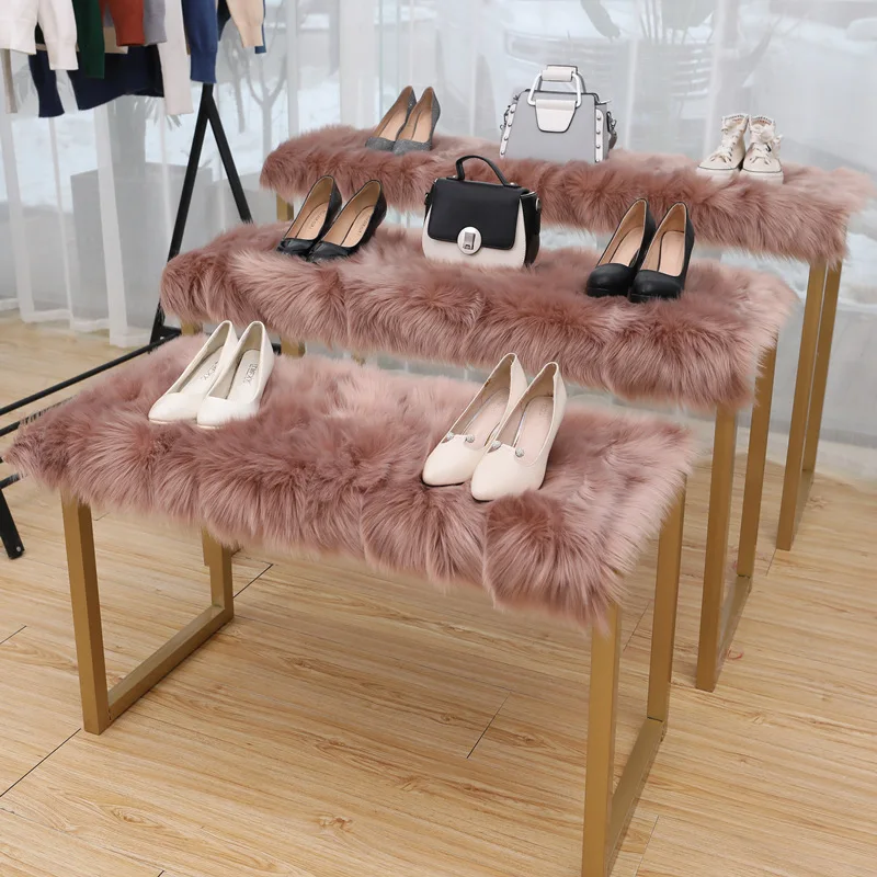 Белый плюшевый ковер украшение для магазина одежды окна скатерть ткань