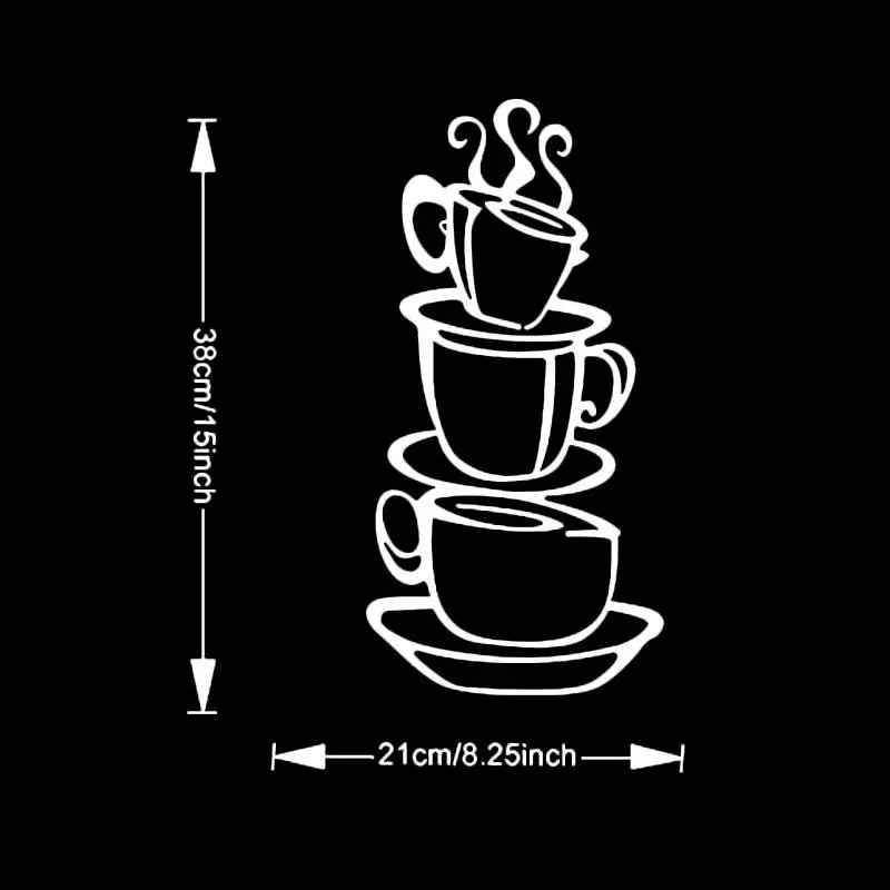 Room Decor Coffee Cup Home Decoration Wall Sticker Art Decals Elegant White Background Removable Waterproof Bedroom | Дом и сад